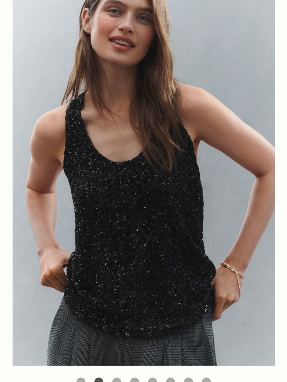 Anthropologie Slouchy Sequined Scoop Tank Top Size XL